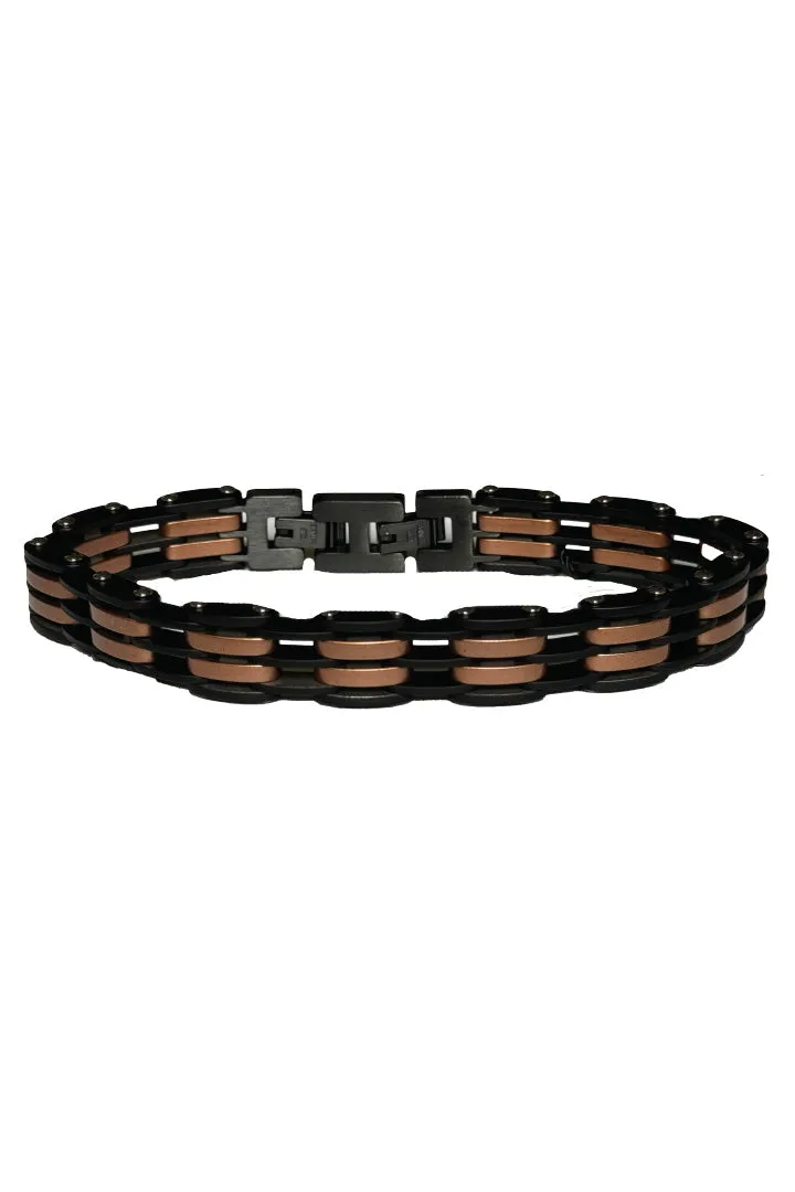 Black & Brown Stainless Steel Bracelets - Heavy Duty (Unisex)