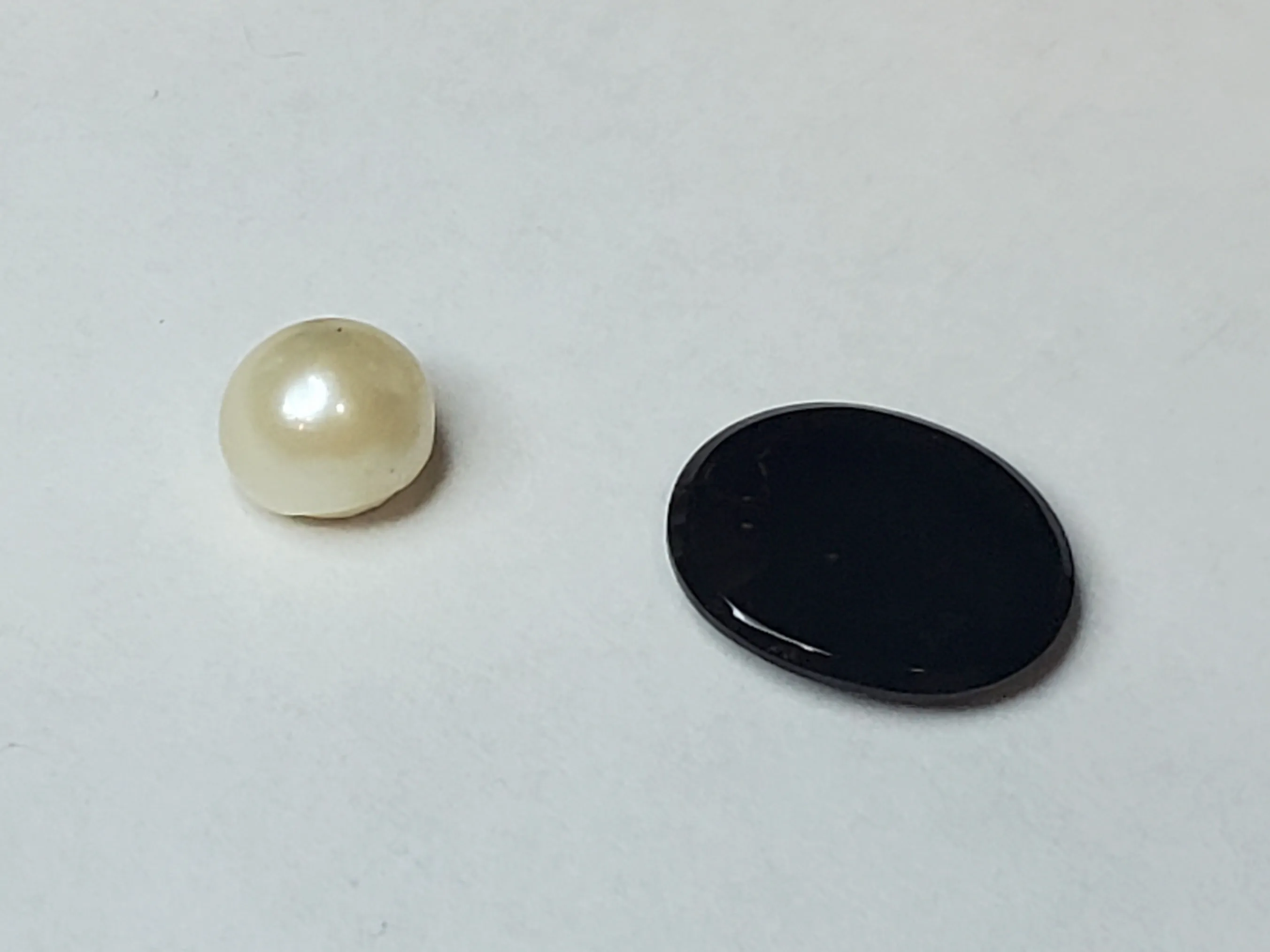 Black Onyx Oval Cabochon and Half-Drilled Cultured Pearl