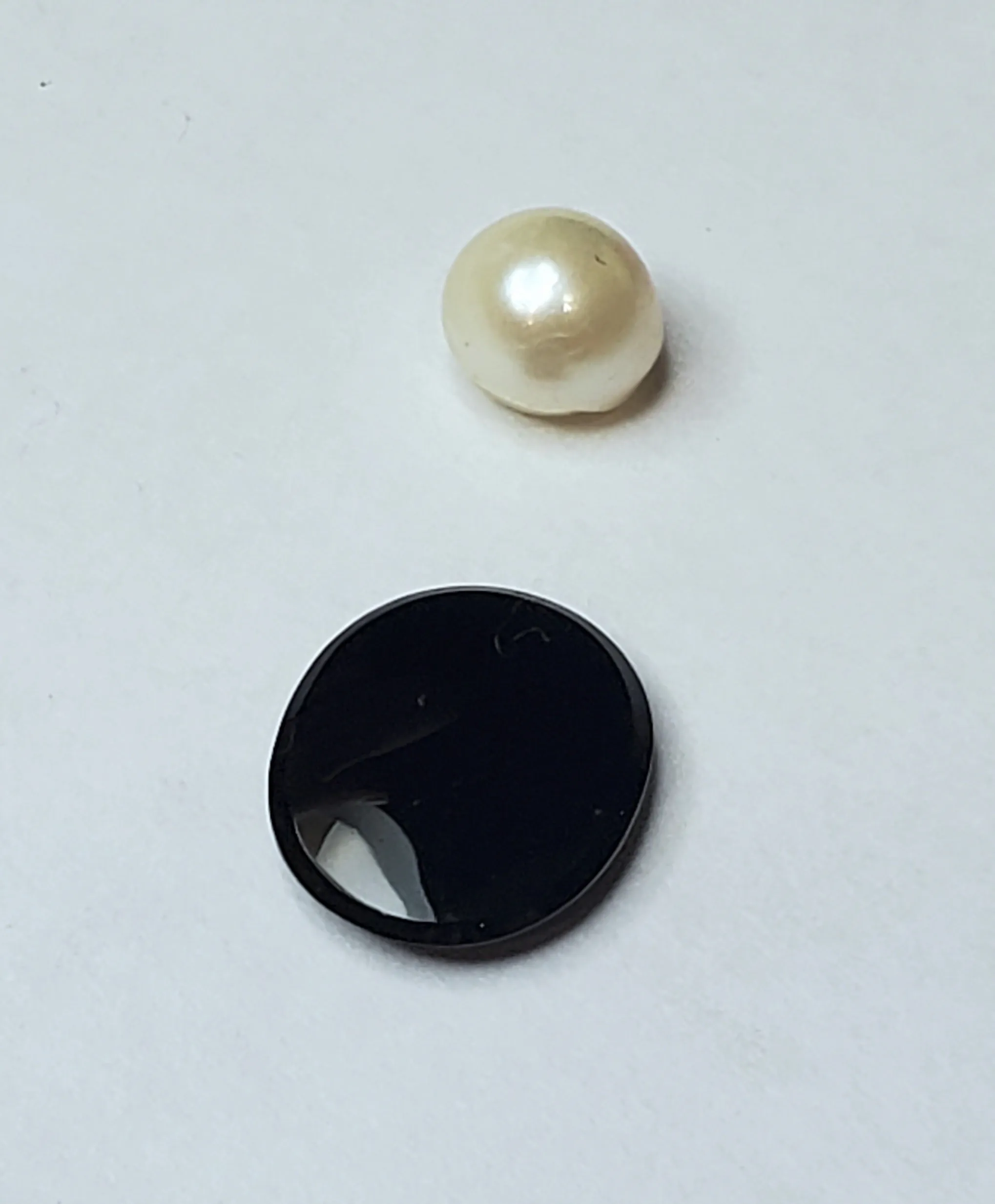 Black Onyx Oval Cabochon and Half-Drilled Cultured Pearl