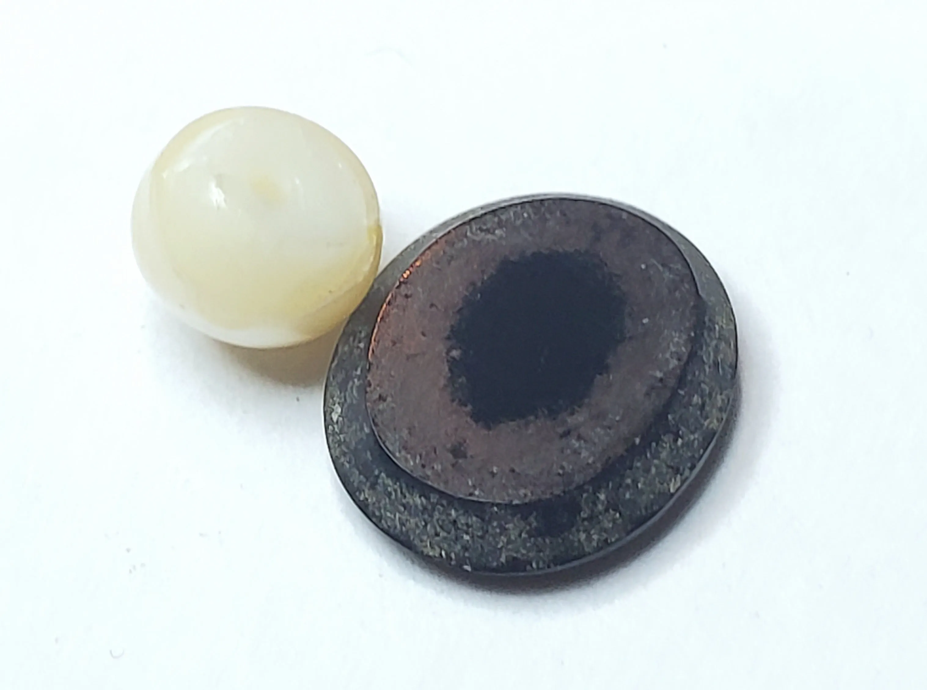 Black Onyx Oval Cabochon and Half-Drilled Cultured Pearl