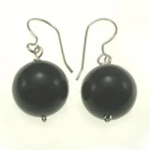 Black Onyx Round Bead Earrings