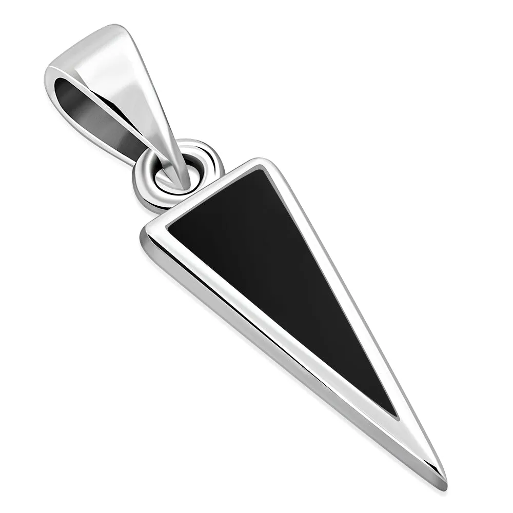 Black Onyx Triangle Silver Pendant