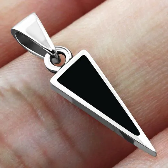 Black Onyx Triangle Silver Pendant