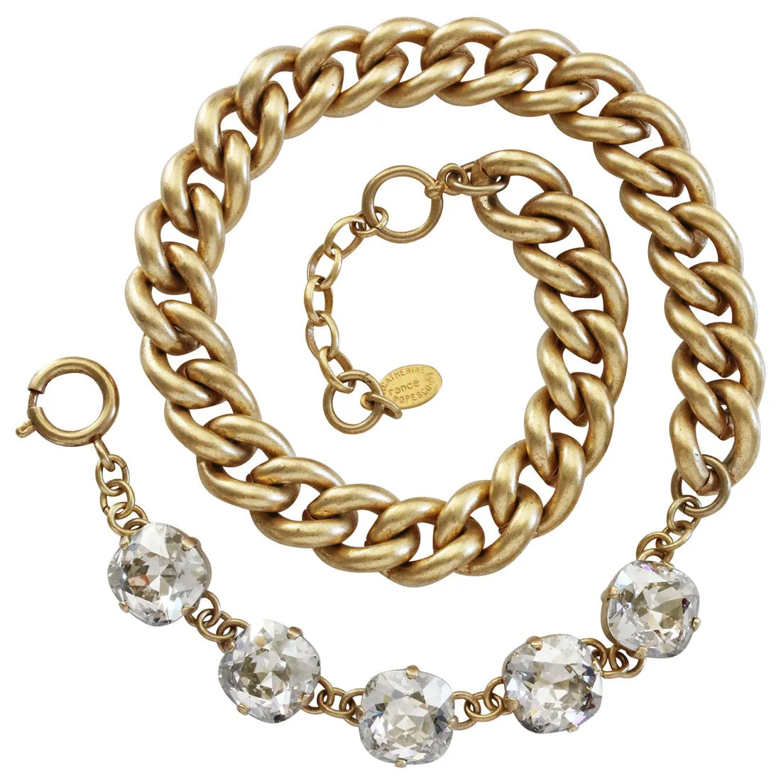 Catherine Popesco 14k Gold Plated Double Wrap 12mm Round Cushion Chain Link Bracelet, 1658G Shade