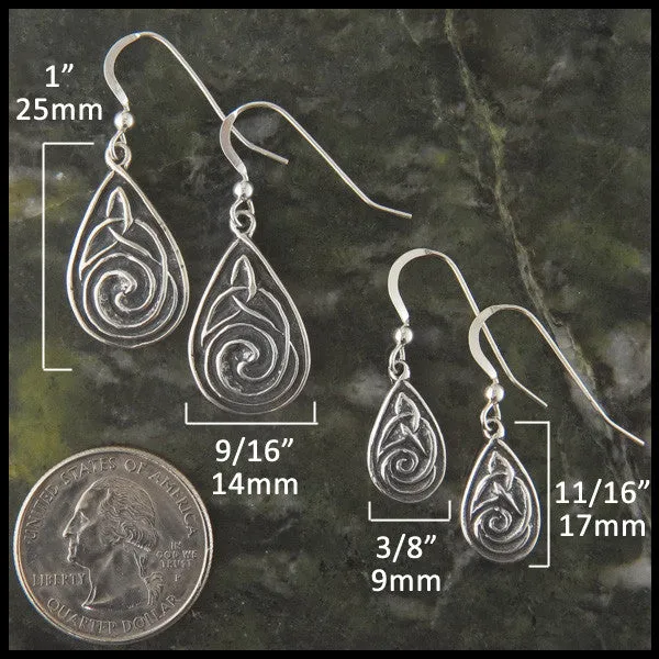 Celtic Spiral Drop Set in Silver