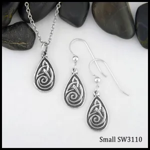 Celtic Spiral Drop Set in Silver