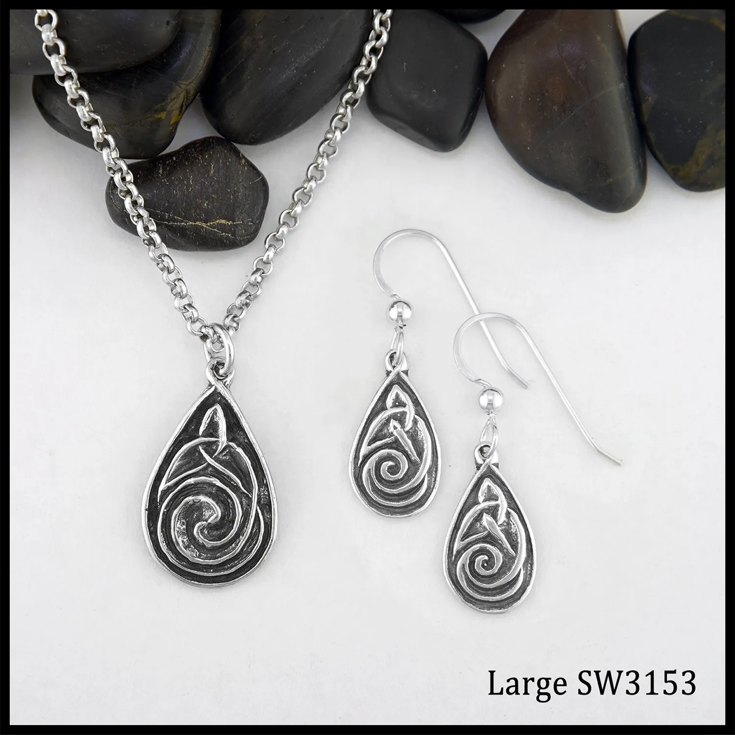 Celtic Spiral Drop Set in Silver