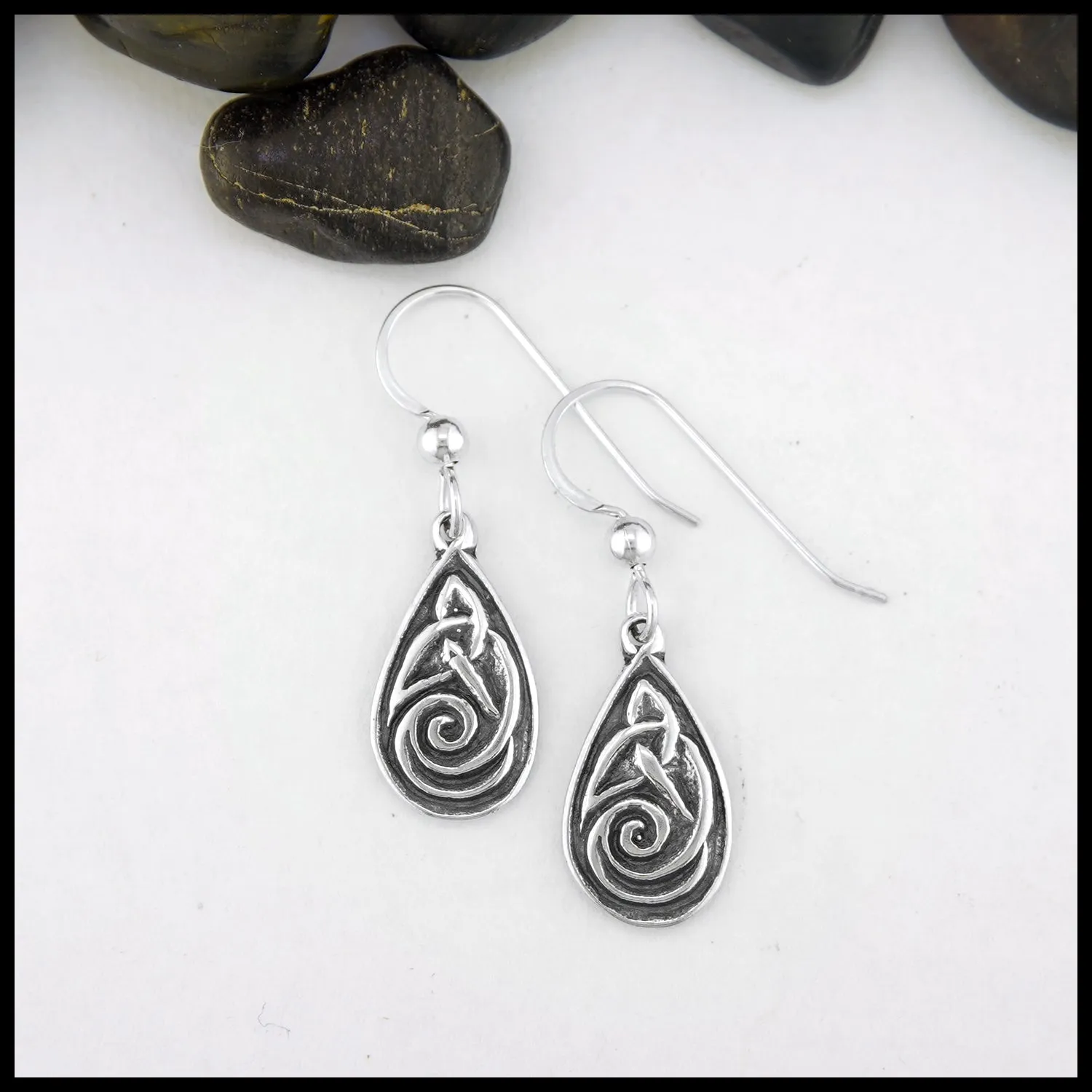 Celtic Spiral Drop Set in Silver