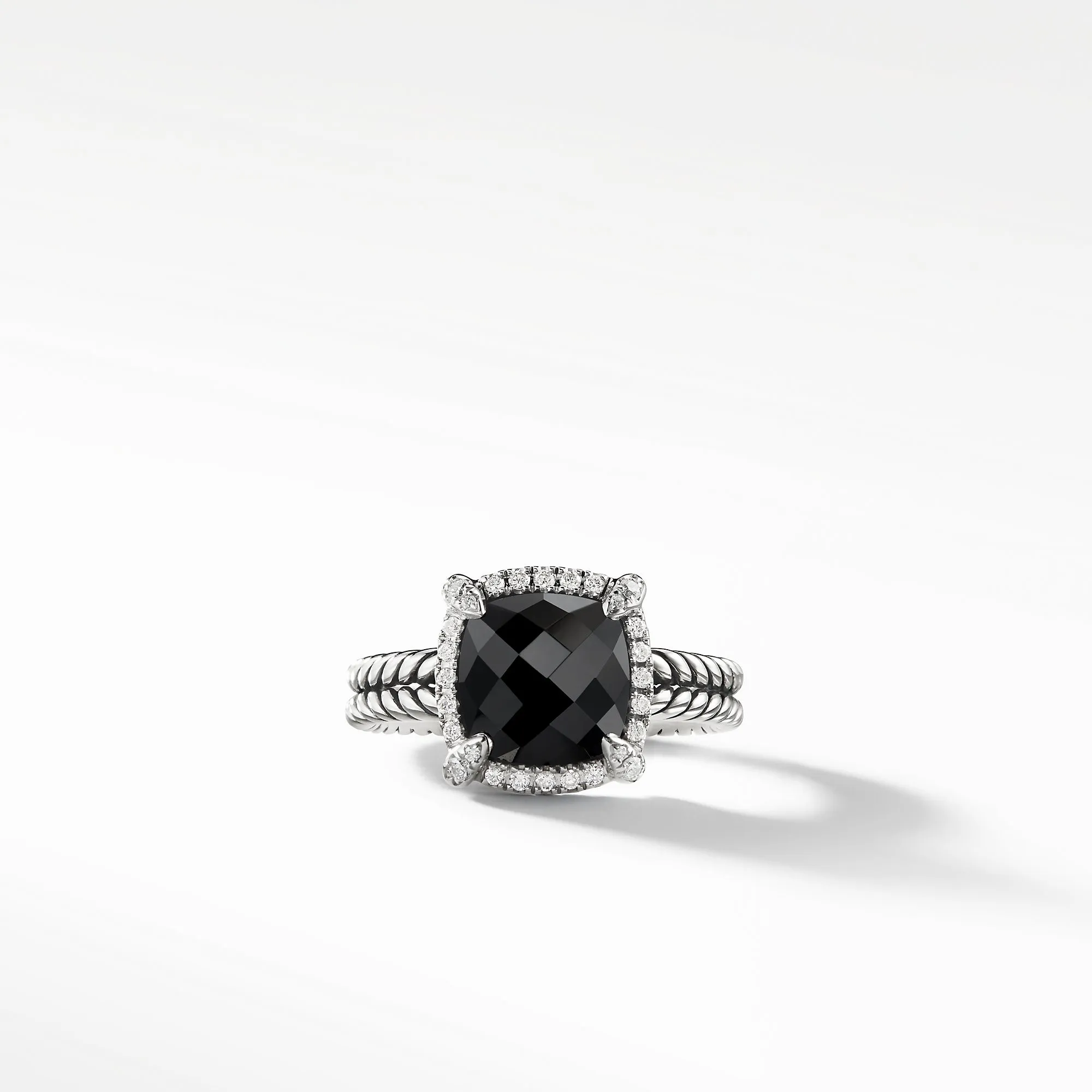 Châtelaine® Pavé Bezel Ring with Black Onyx and Diamonds, 9mm