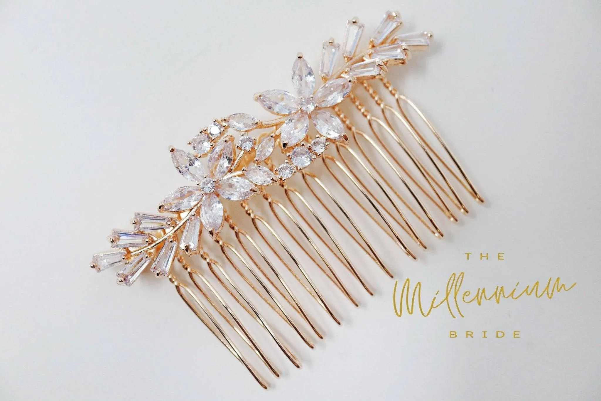 Cubic Zirconia, Diamond Floral Vine Leaves Small Bridal Hair Comb, Bridal Hair Piece, Bridal Hair Accessories, Wedding Hair Accessory.