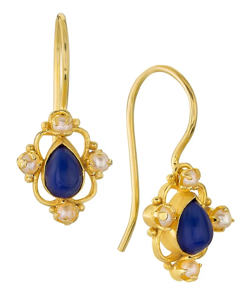 Daphne Dearheart Lapis and Pearl Earrings