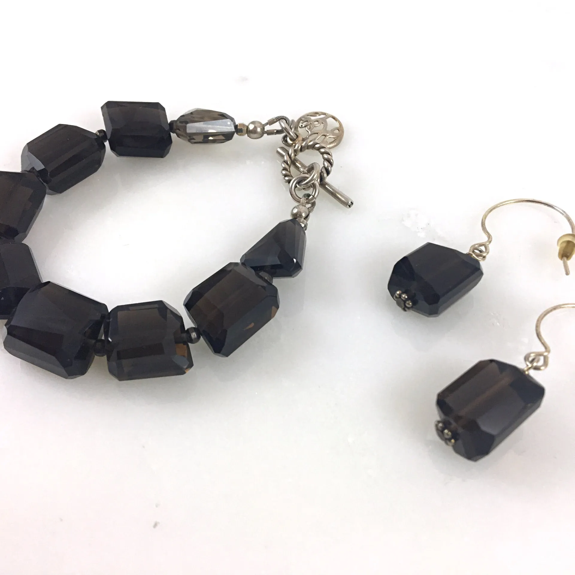 Dark Crystal Set Earrings & Bracelet