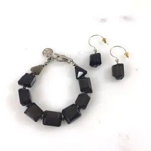 Dark Crystal Set Earrings & Bracelet