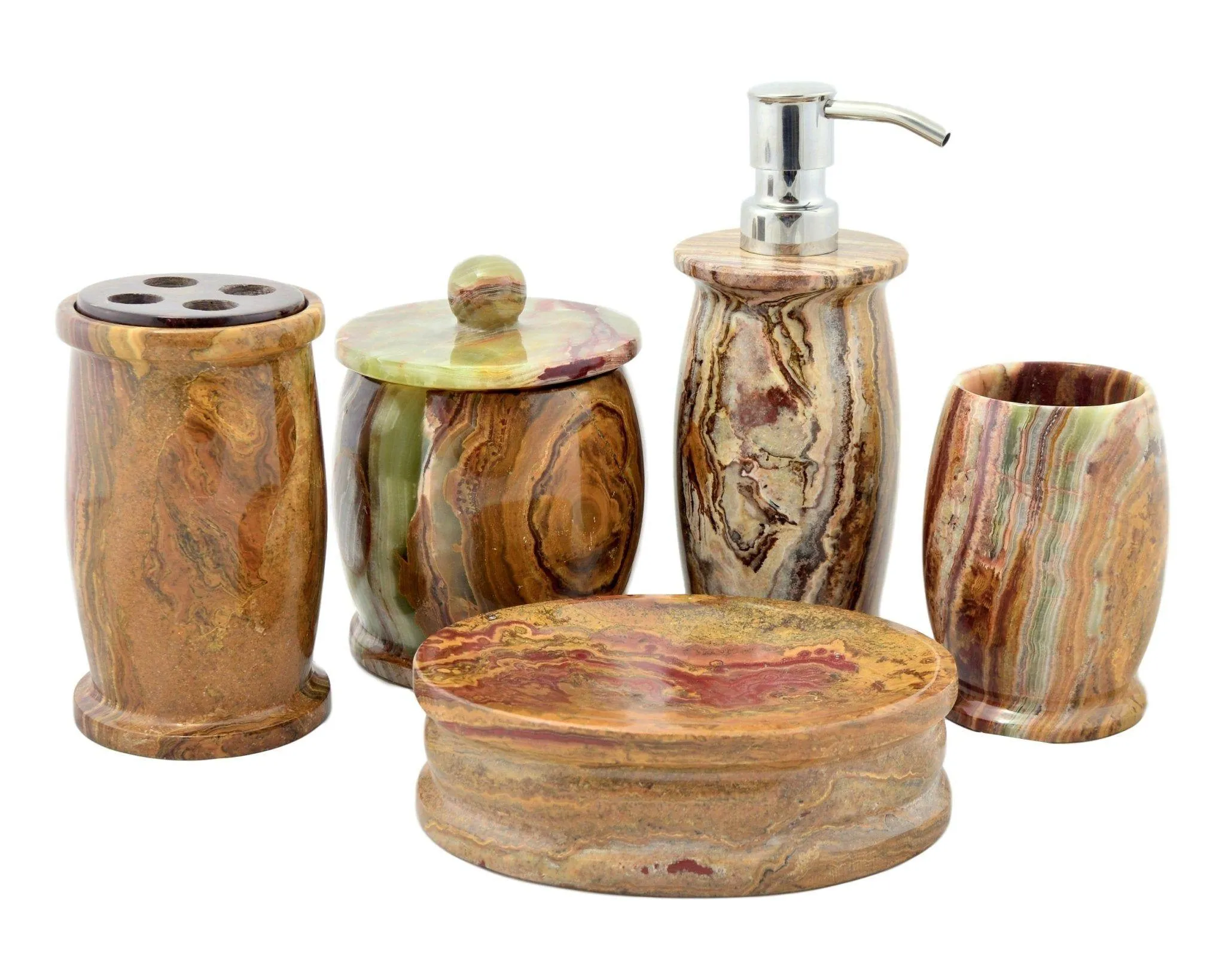 Decorative Jars | Cotton Balls Holder of Multi brown Onyx