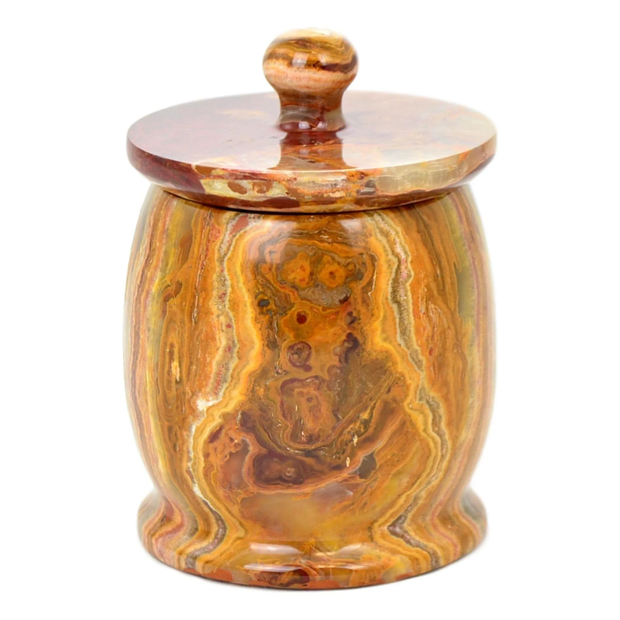 Decorative Jars | Cotton Balls Holder of Multi brown Onyx