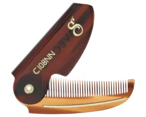 Deluxe Folding Mustache Comb - Amber