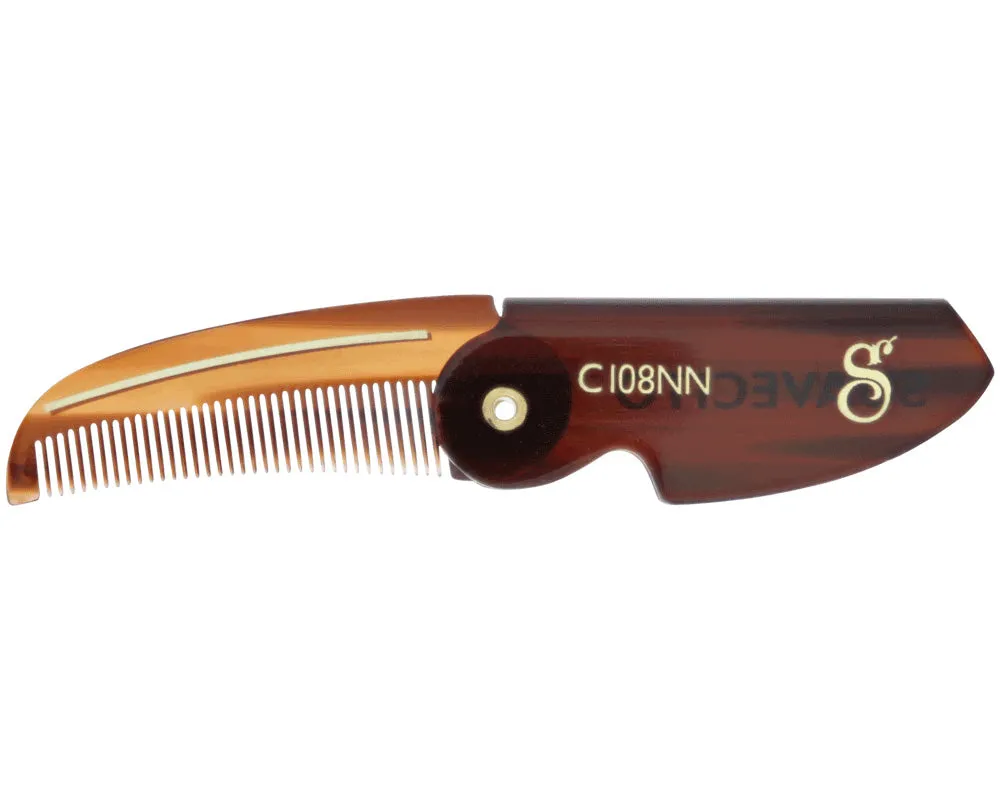 Deluxe Folding Mustache Comb - Amber