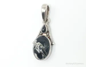 Designer SAJEN Black Agate Black Star Sapphire Sterling Silver Pendant