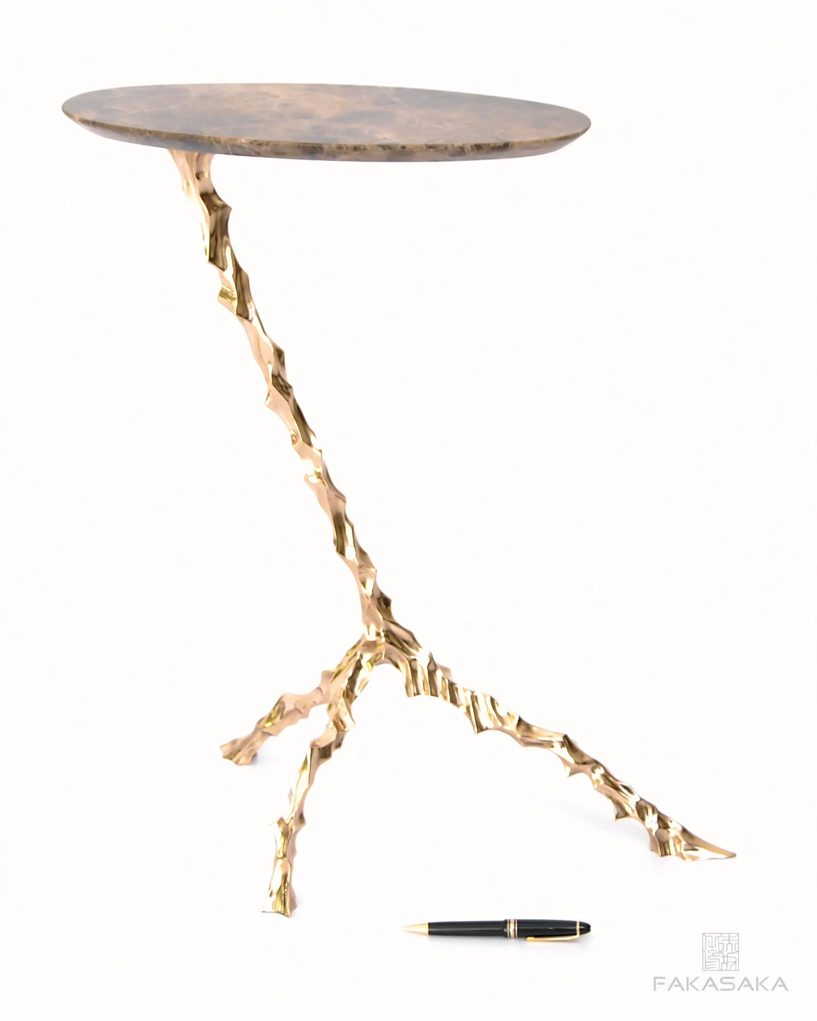 DYLAN DRINK TABLE<br><br>MARRON IMPERIAL MARBLE<br>POLISHED BRONZE