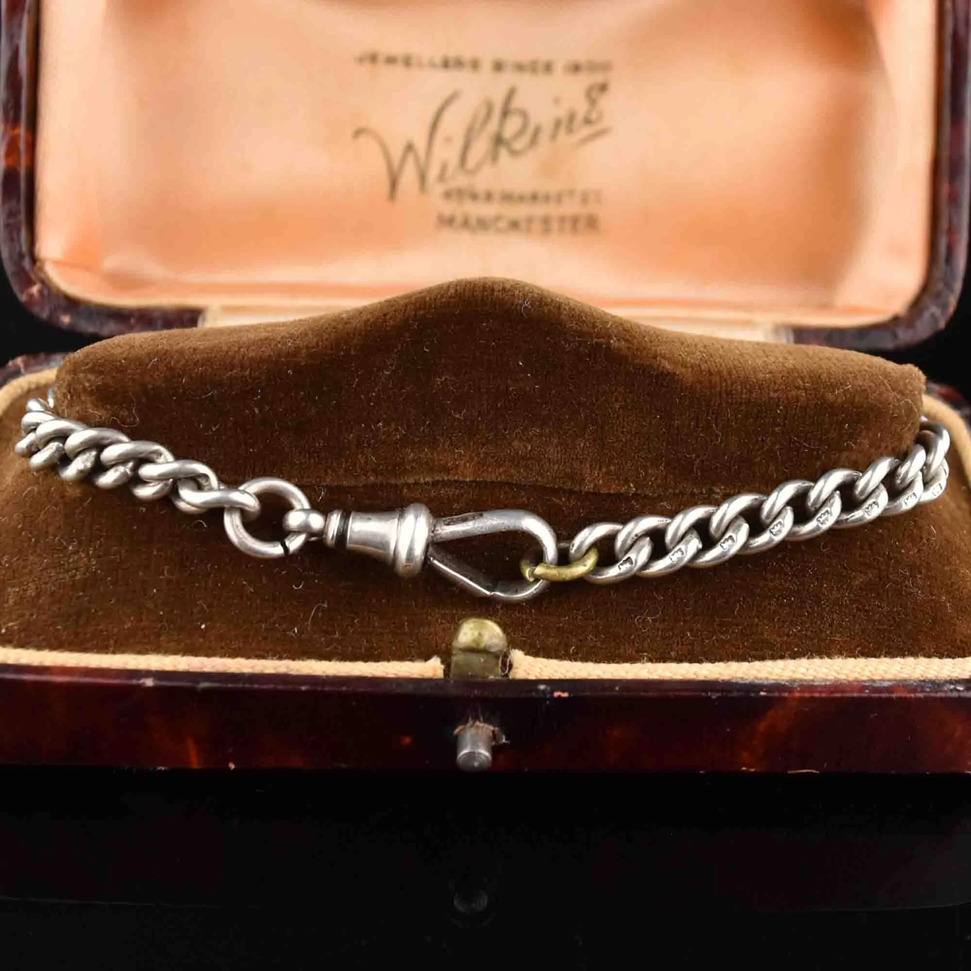 Edwardian Silver Albert Watch Chain Bracelet