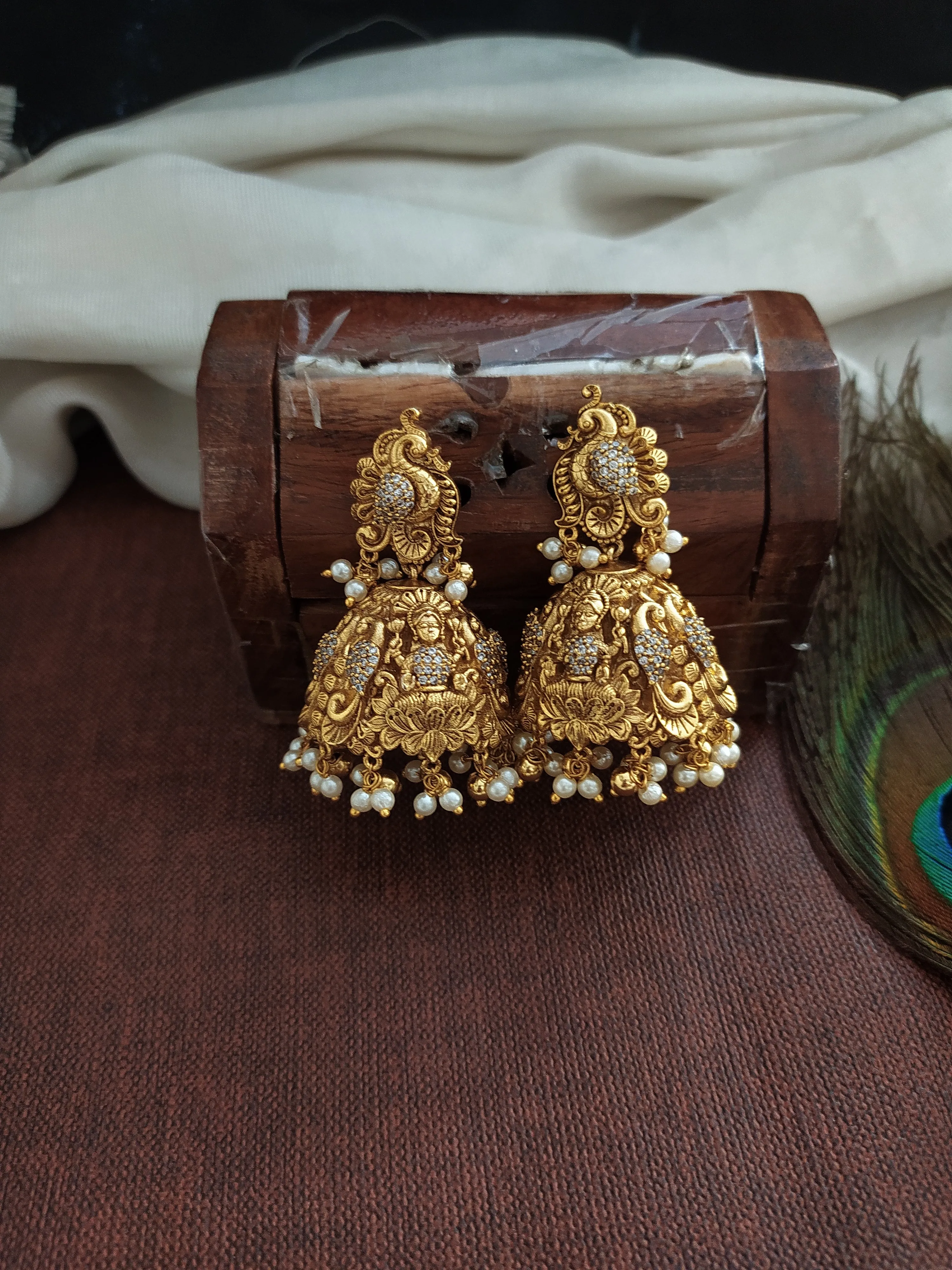 Embrace Divine Beauty Of Peacock & Lakshmi Ji Antique Pendant Set