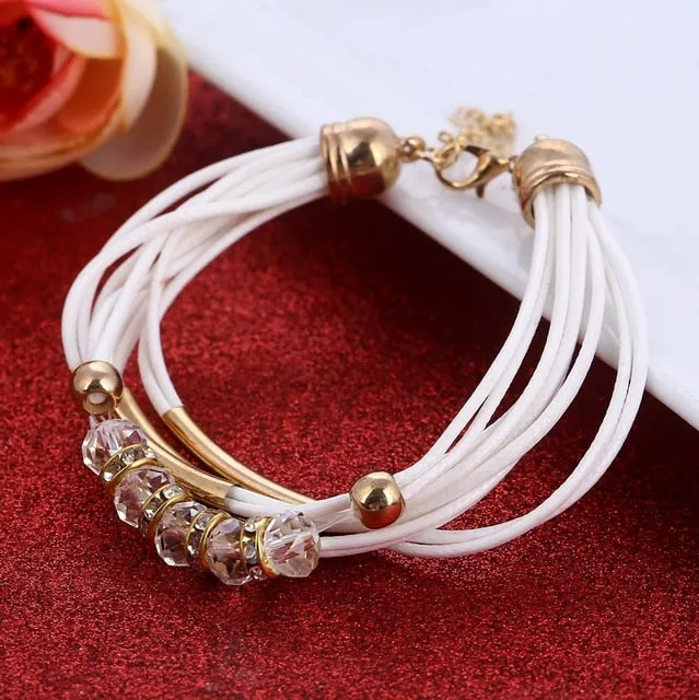 Free Shipping Fashion Multilayer Charm Bracelet Exaggerated Gold Chain Bracelet Femme High Quality Of Handwoven Rope Jewelry