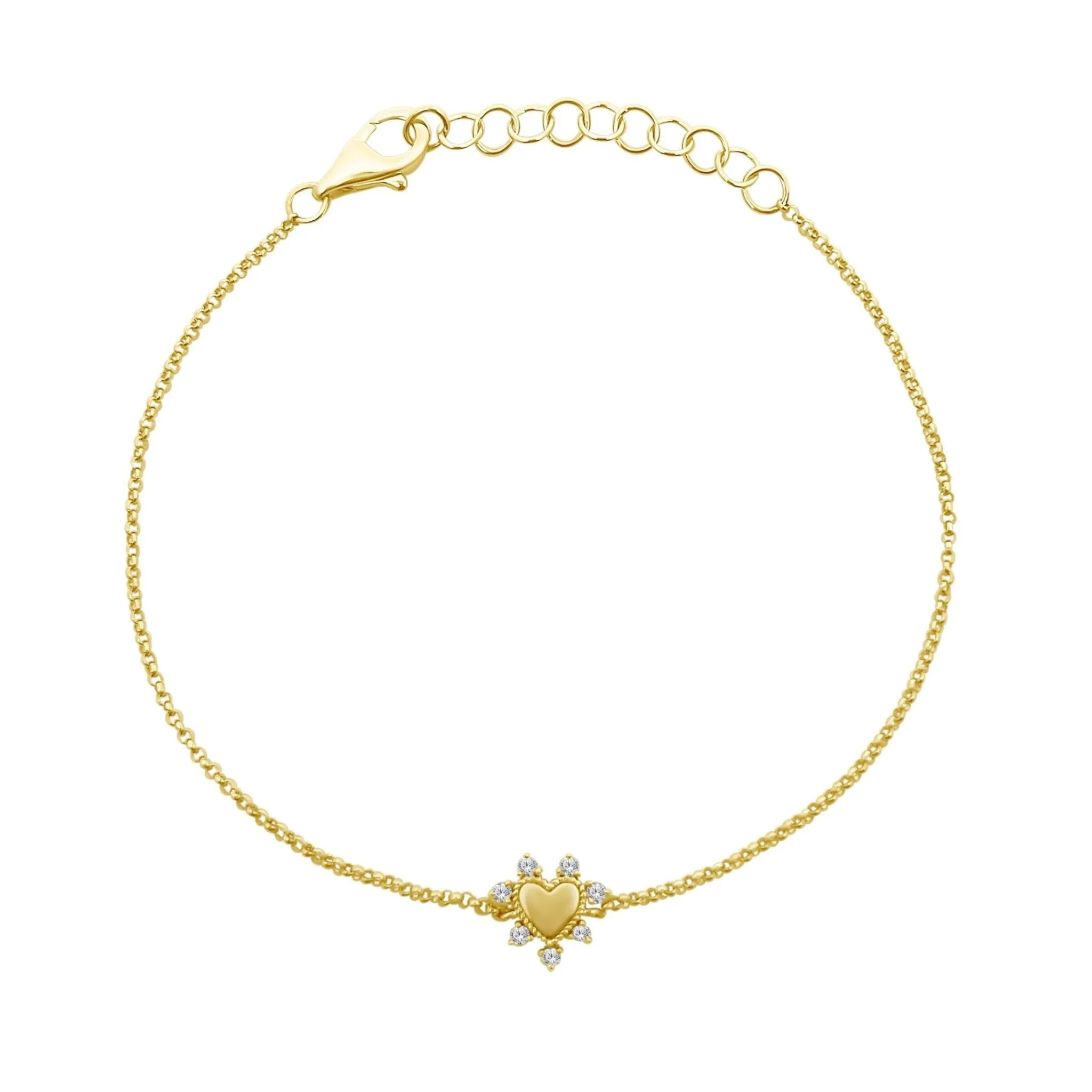 Gold & Diamond Heart Bracelet