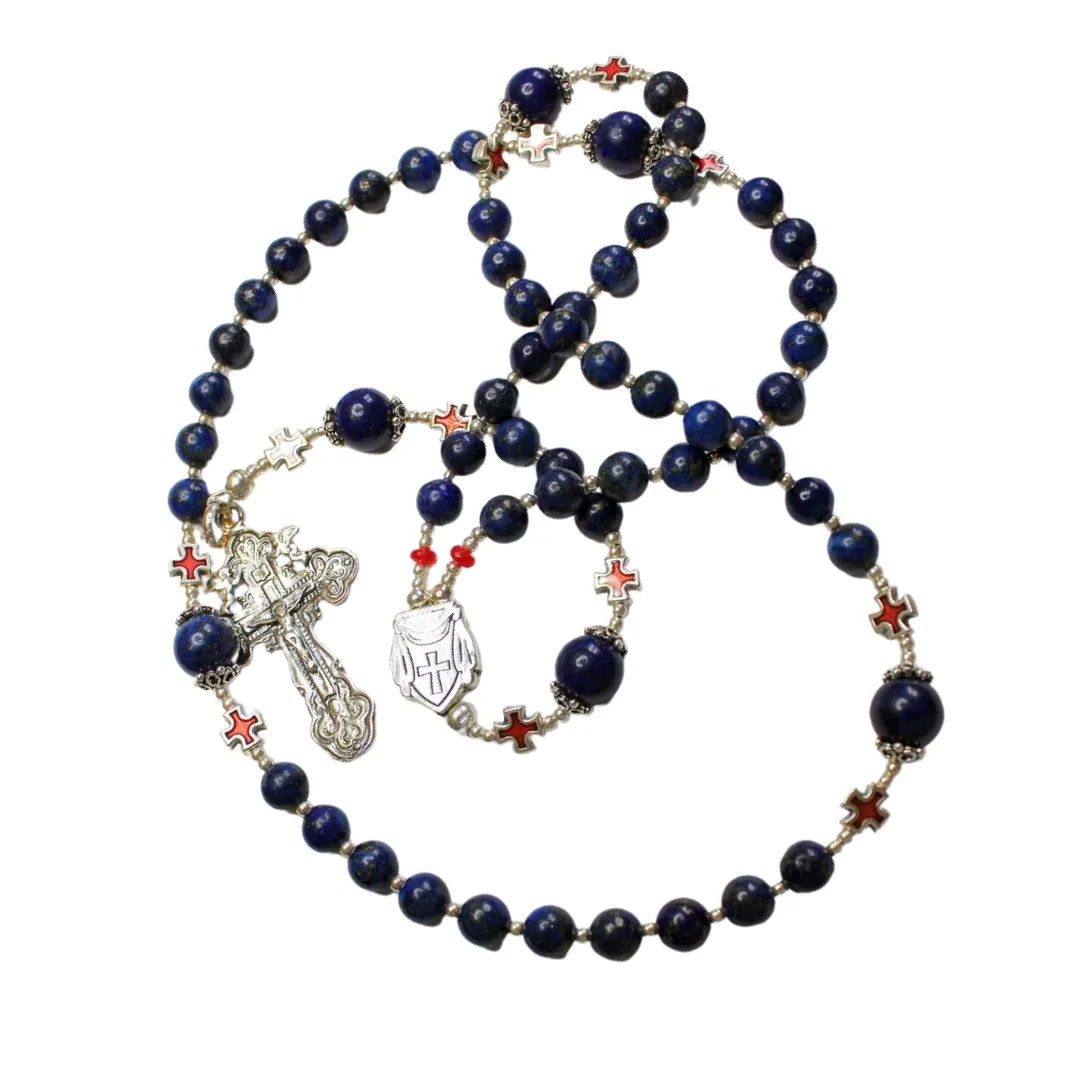 Greek Catholic Rosary Lapis Lazuli & Sterling Silver Necklace