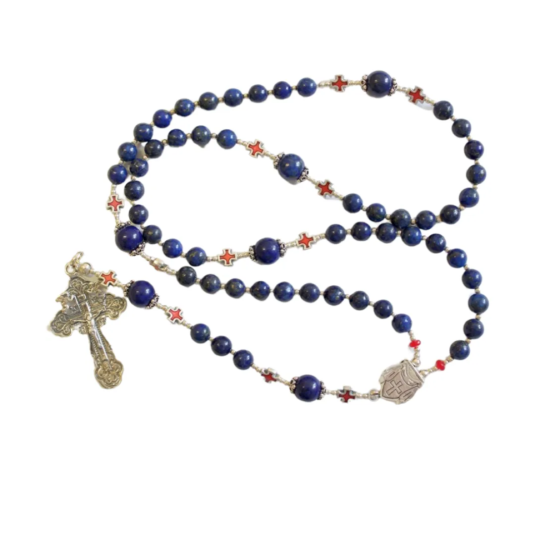 Greek Catholic Rosary Lapis Lazuli & Sterling Silver Necklace