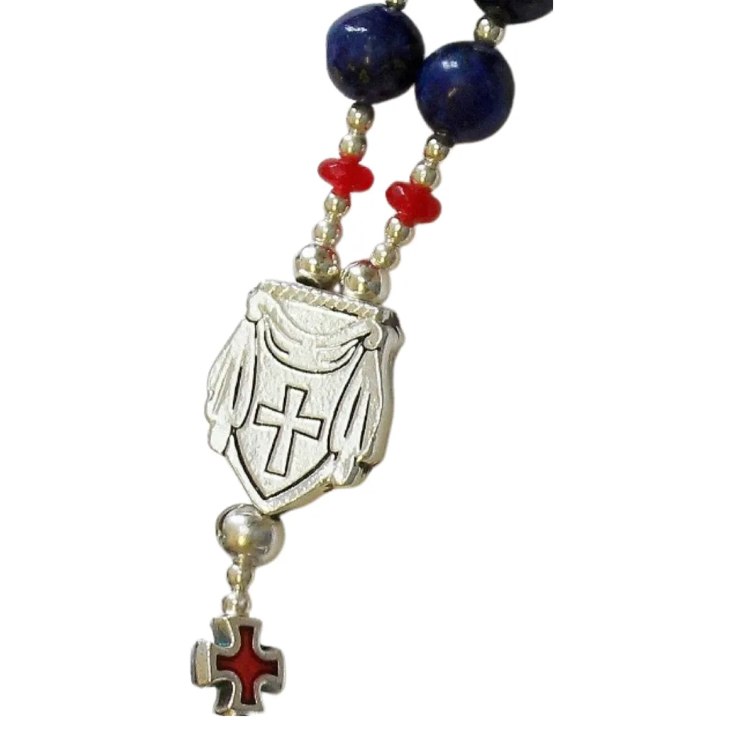 Greek Catholic Rosary Lapis Lazuli & Sterling Silver Necklace