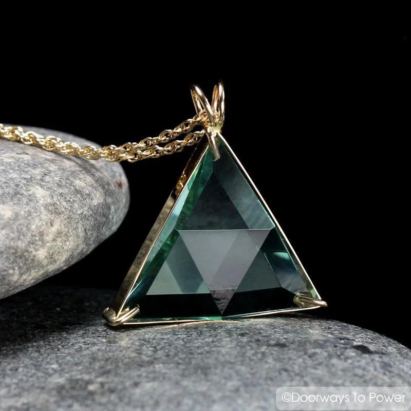 Green Obsidian Star of David Vogel Crystal Pendant 14k