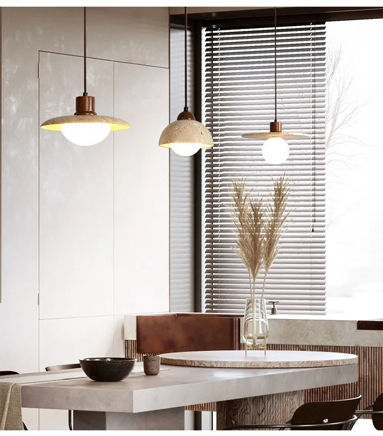 Holmlund Wabi-Sabi Travertine Stone Pendant Lamp