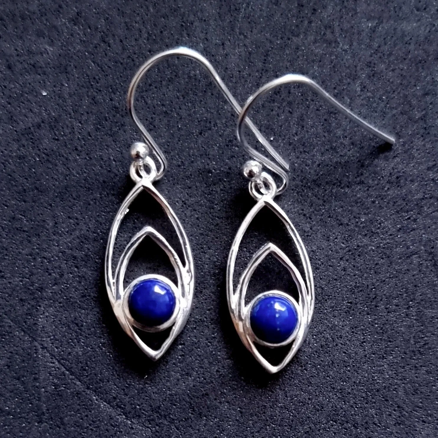 Lapis Lazuli Marquis 925 Sterling Silver Earrings, E35LL