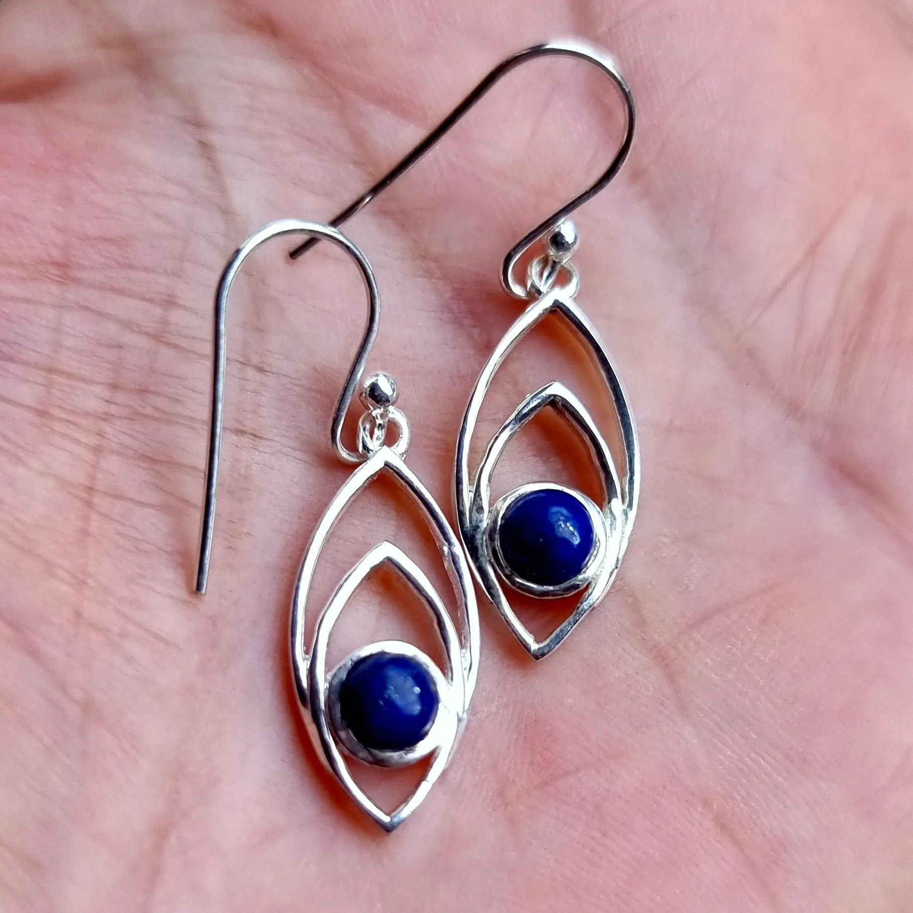 Lapis Lazuli Marquis 925 Sterling Silver Earrings, E35LL