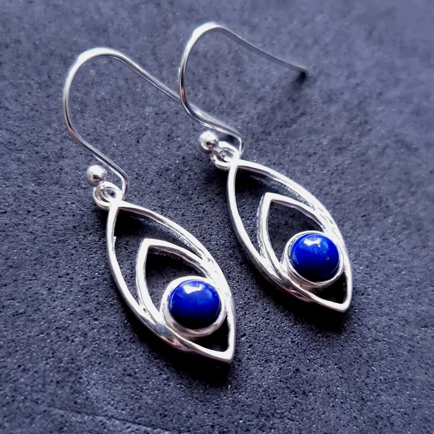 Lapis Lazuli Marquis 925 Sterling Silver Earrings, E35LL