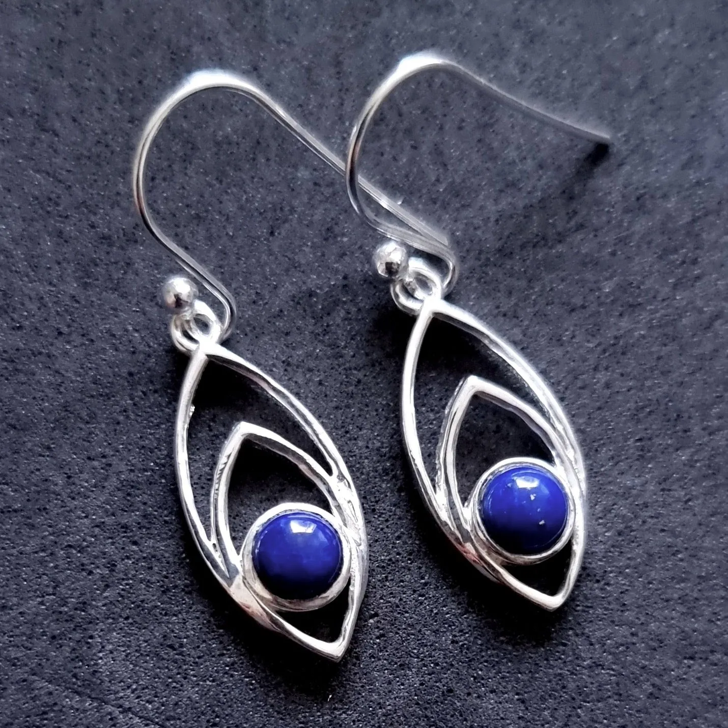 Lapis Lazuli Marquis 925 Sterling Silver Earrings, E35LL