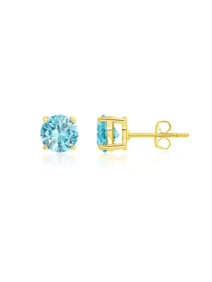 March Birthstone Stud Earrings Finished in 18kt Yellow Gold Sale