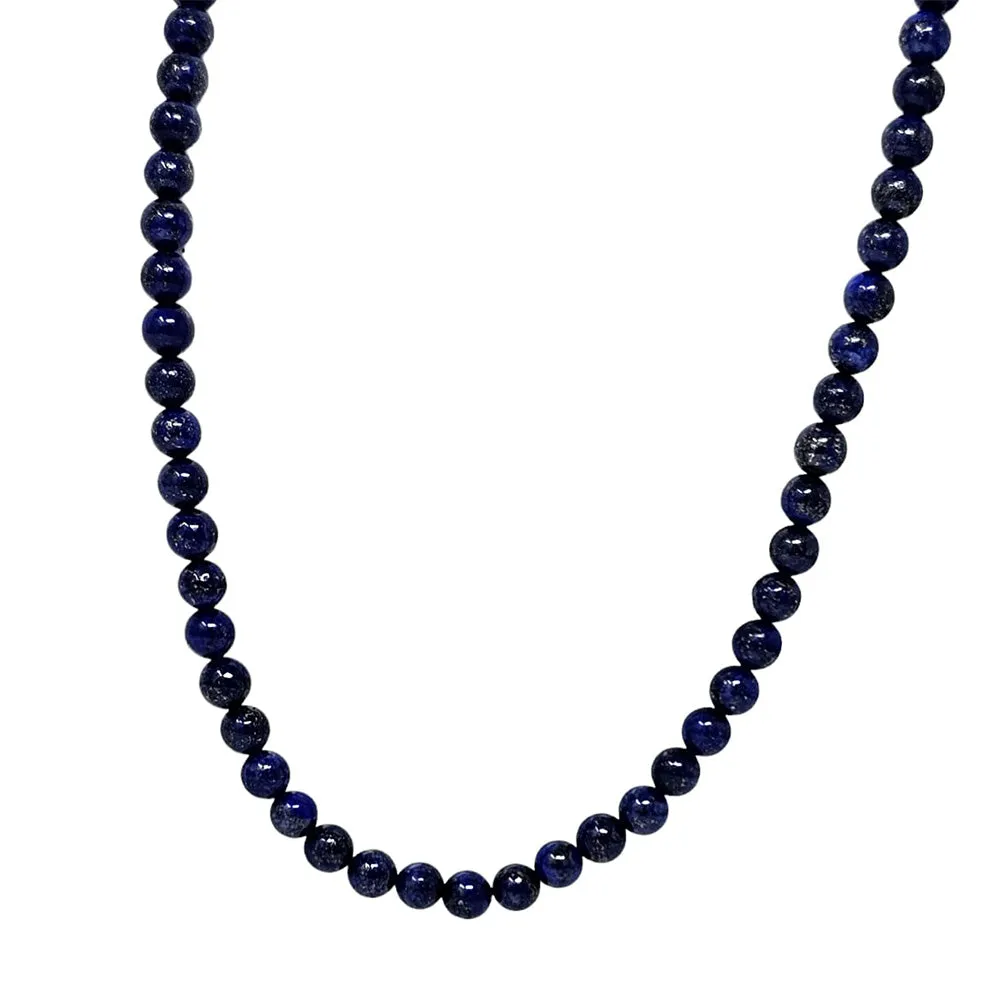 Men's Gemstone Beaded Necklace Chain | 8mm Beaded Necklace for Men Tiger's eye, Blue Lapis Lazuli, Black Agate | Length 50cm, 55cm and 60cm