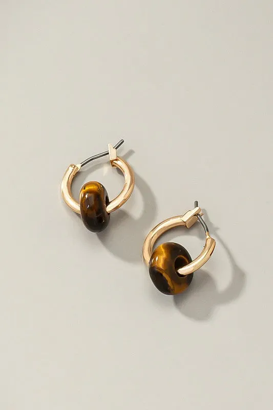 Mini Hoop Natural Stone Earrings