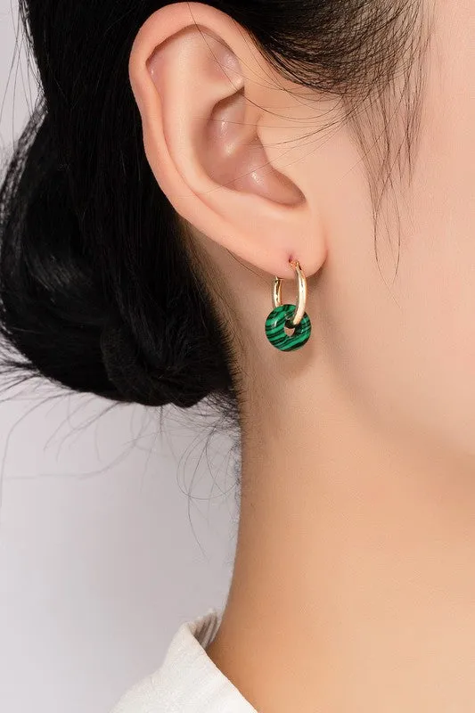 Mini Hoop Natural Stone Earrings