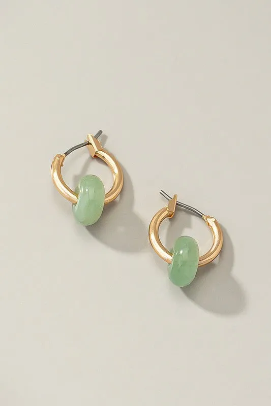 Mini Hoop Natural Stone Earrings