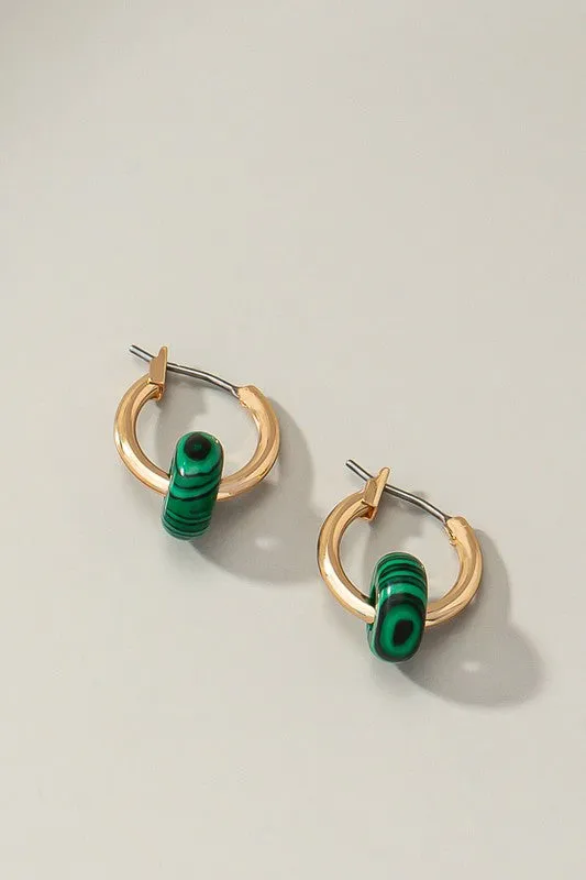 Mini Hoop Natural Stone Earrings