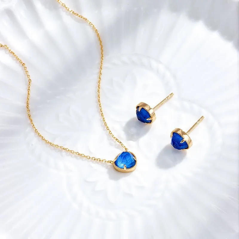 Minimalist Double-Sided Lapis Lazuli & Clear Quartz Earrings