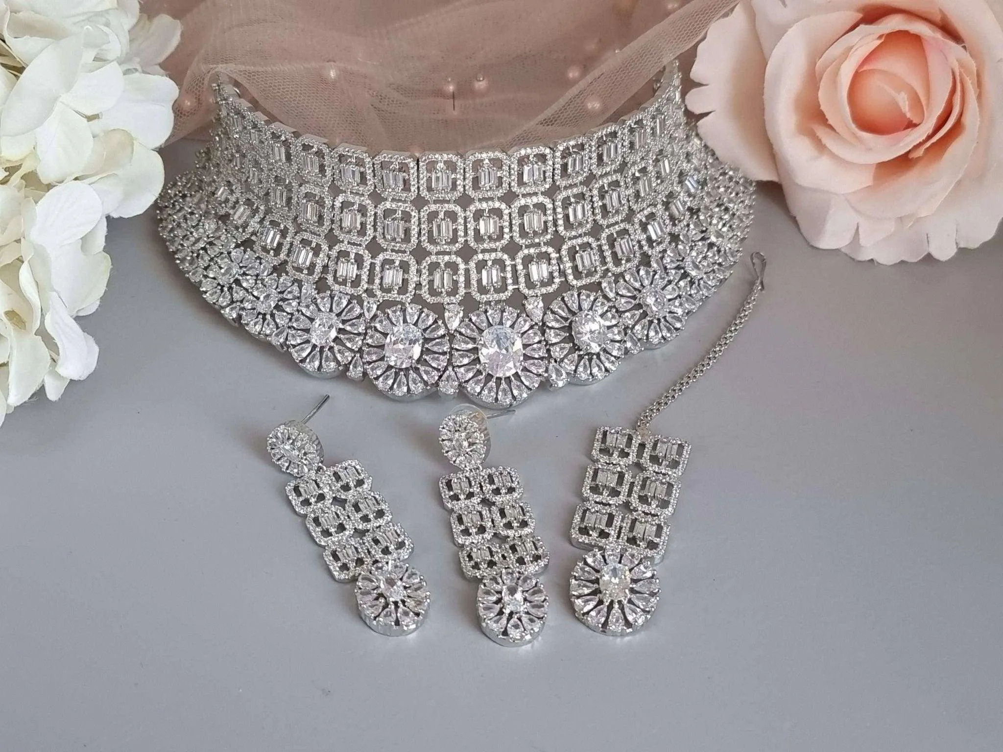 Mumtaz Bridal Choker Set Silver