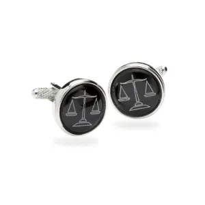 Onyx Art Rhodium Scales of Justice Cufflinks