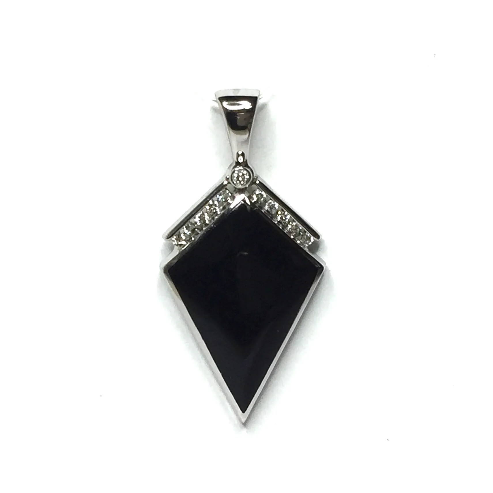 Onyx Kite Desing Inlay .19Ctw Diamond Pendant