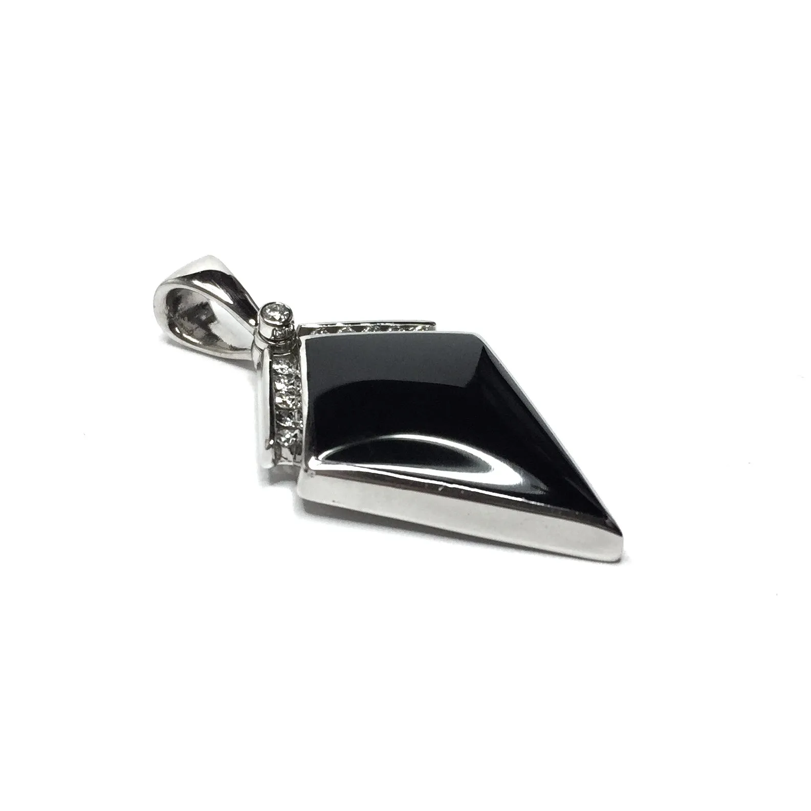 Onyx Kite Desing Inlay .19Ctw Diamond Pendant