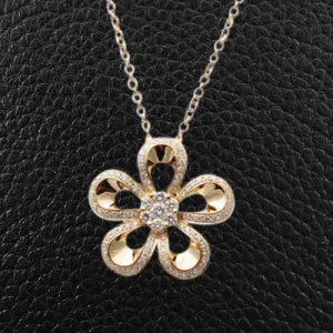 Open Flower Pendant with Diamonds