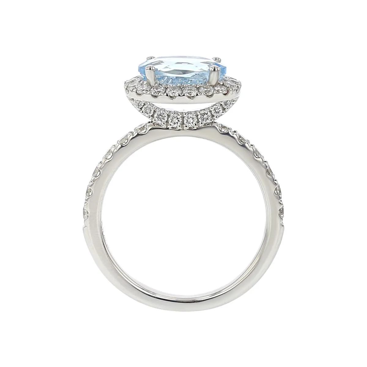 Pastel Aquamarine Diamond Oval Ring