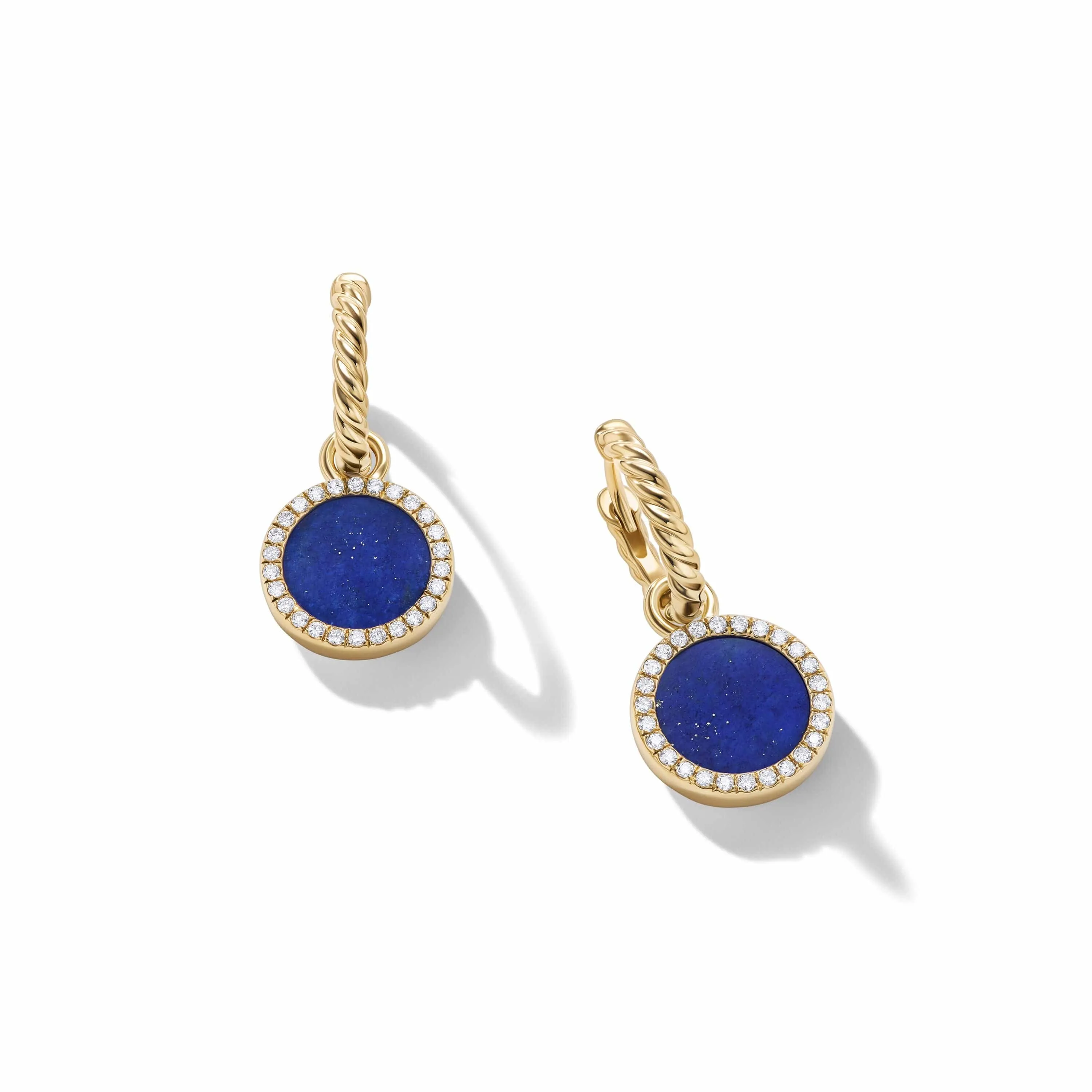 Petite DY Elements® Drop Earrings in 18K Yellow Gold with Lapis and Pavé Diamonds